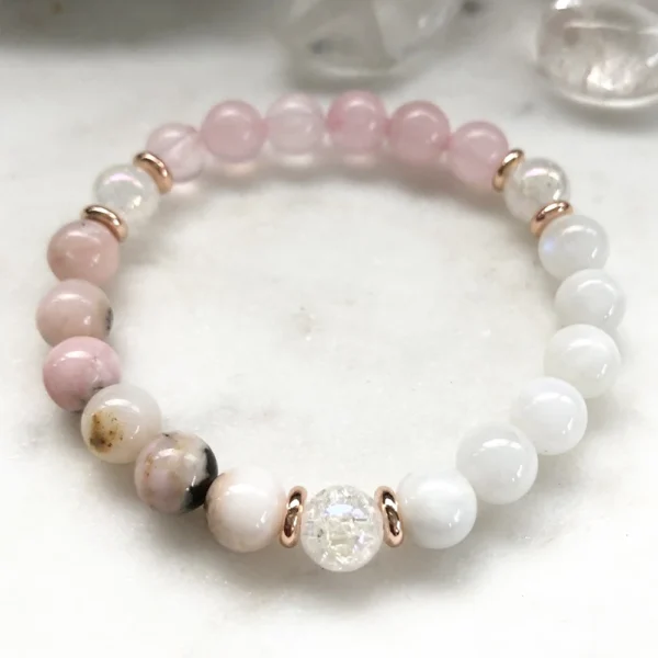 Bracelet quartz rose et pierre de lune - Image 2