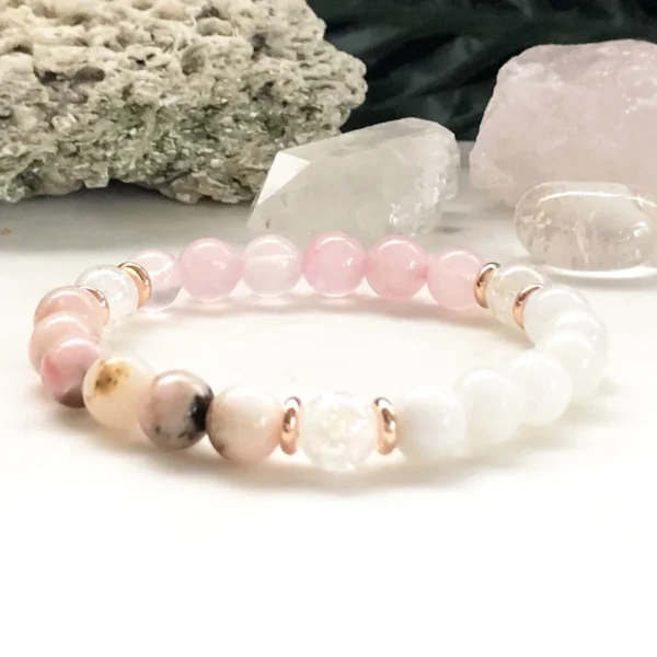 Bracelet quartz rose et pierre de lune - Image 4