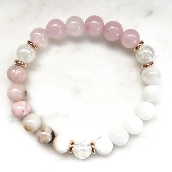 Bracelet quartz rose et pierre de lune - Image 3