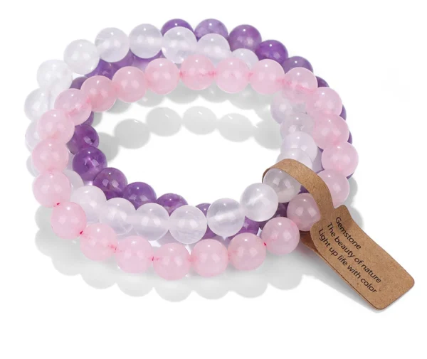 Bracelet amethyste quartz rose