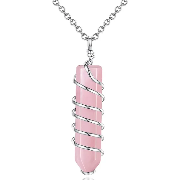 Pendentif quartz rose entouré