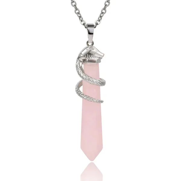 Pendentif quartz rose serpent