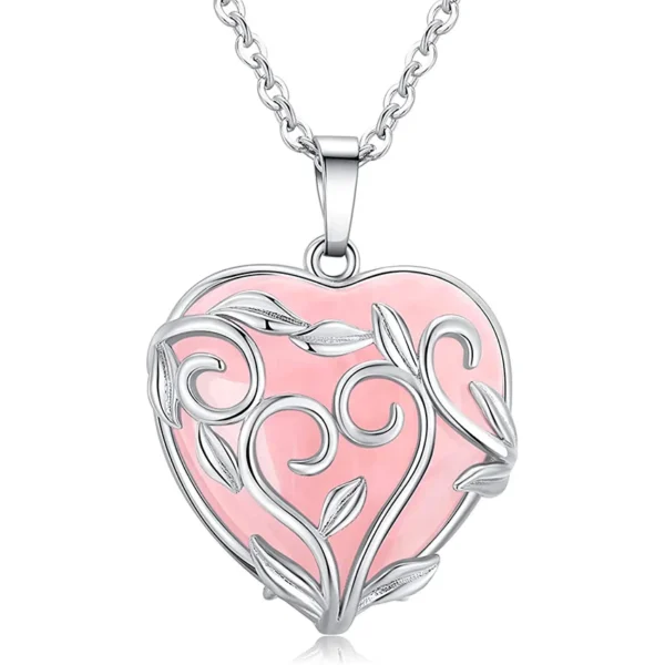 Collier quartz rose coeur