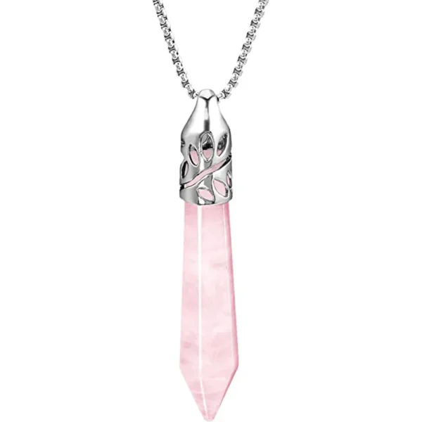 Pendentif quartz rose pointe
