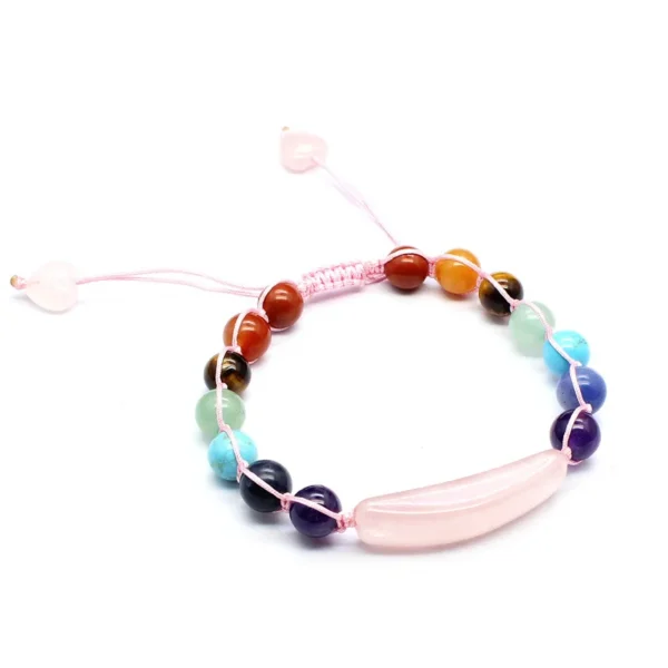 7 chakra rose quartz bracelet