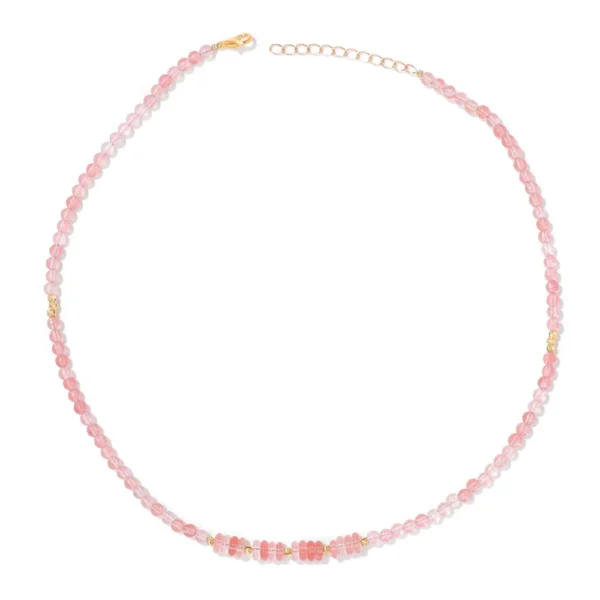 Collier perle de quartz rose
