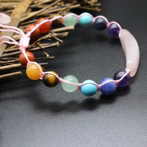 7 chakra rose quartz bracelet - Image 2