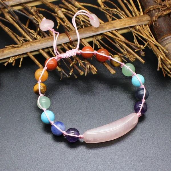 7 chakra rose quartz bracelet - Image 3