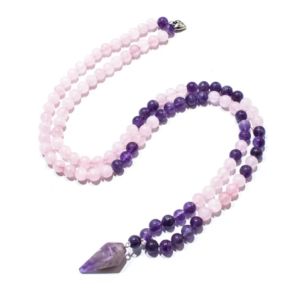 Collier améthyste et quartz rose