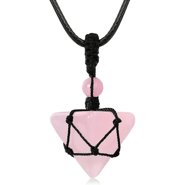 Collier quartz rose pyramidal