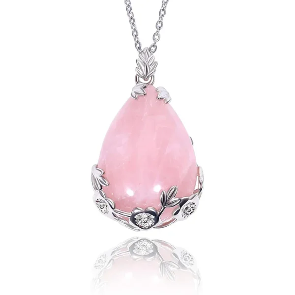 Collier quartz rose goutte