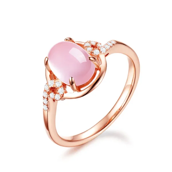 Bague or rose quartz rose