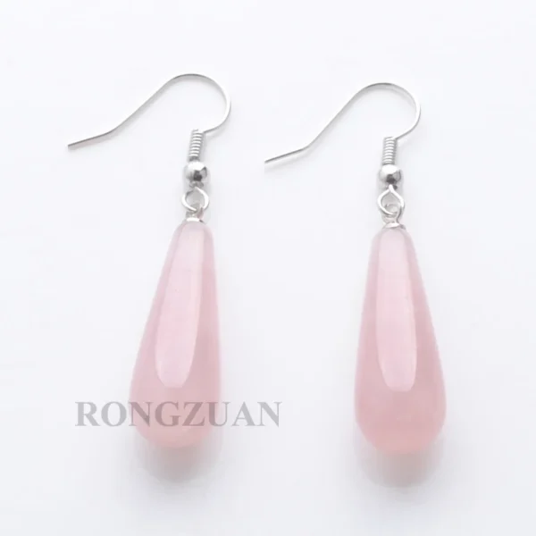 Boucles d'oreilles goutte élégance quartz rose - Image 2