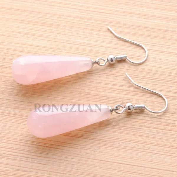 Boucles d'oreilles goutte élégance quartz rose - Image 3