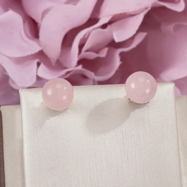 Boucles d'oreilles perle quartz rose - Image 2