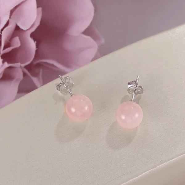 Boucles d'oreilles perle quartz rose - Image 3