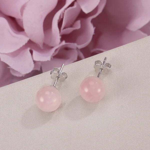 Boucles d'oreilles perle quartz rose - Image 4