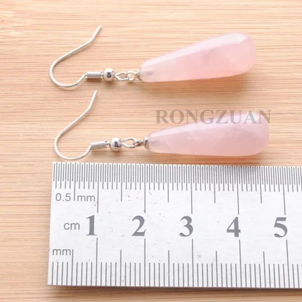 Boucles d'oreilles goutte élégance quartz rose - Image 4