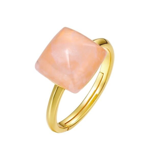Bague or rose quartz