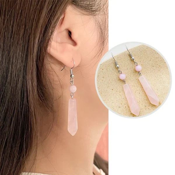 Boucles d'oreilles élégance divine quartz rose - Image 2