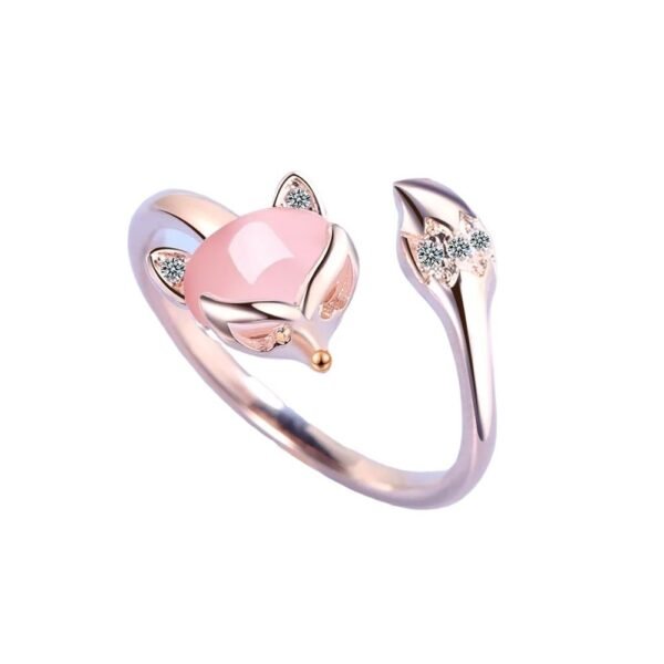 Bague or rose quartz rose renard