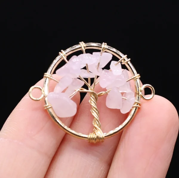 Collier arbre de vie en quartz rose - Image 2