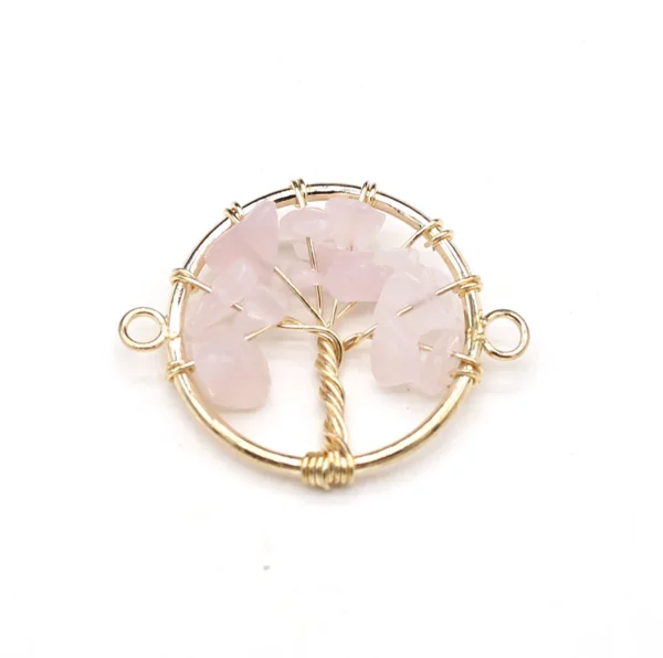 Collier arbre de vie en quartz rose