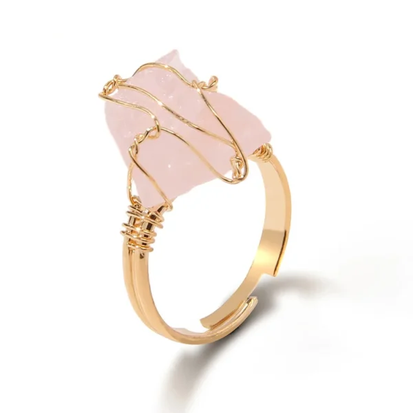 Bague pierre naturelle quartz rose