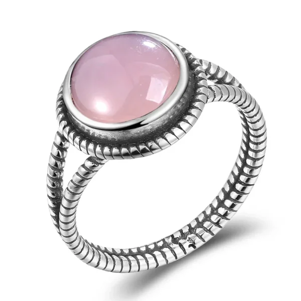 Bague argent quartz rose femme
