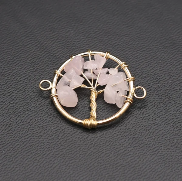 Collier arbre de vie en quartz rose - Image 3