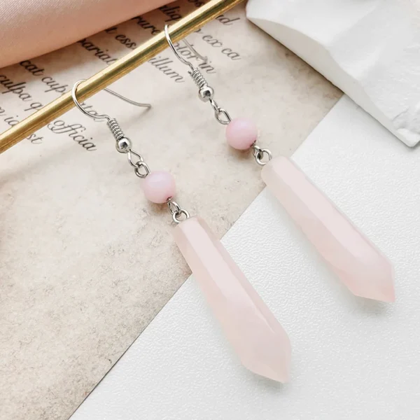 Boucles d'oreilles élégance divine quartz rose - Image 3